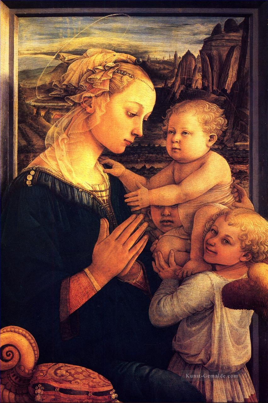 Jungfrau mit Kindern Christentum Filippino Lippi Ölgemälde